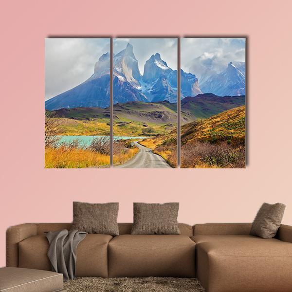 Majestic Peaks Of Los Kuernos Canvas Wall Art-3 Horizontal-Gallery Wrap-25" x 16"-Tiaracle