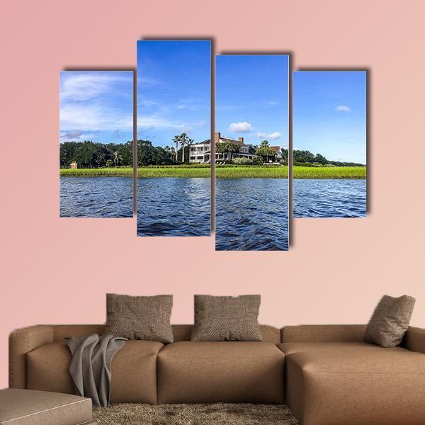 Summer Day On Shem's Creek Canvas Wall Art-4 Pop-Gallery Wrap-50" x 32"-Tiaracle