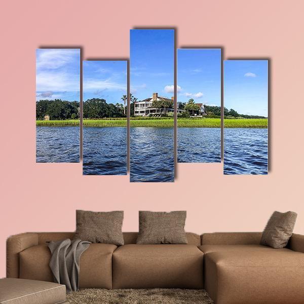 Summer Day On Shem's Creek Canvas Wall Art-5 Pop-Gallery Wrap-47" x 32"-Tiaracle