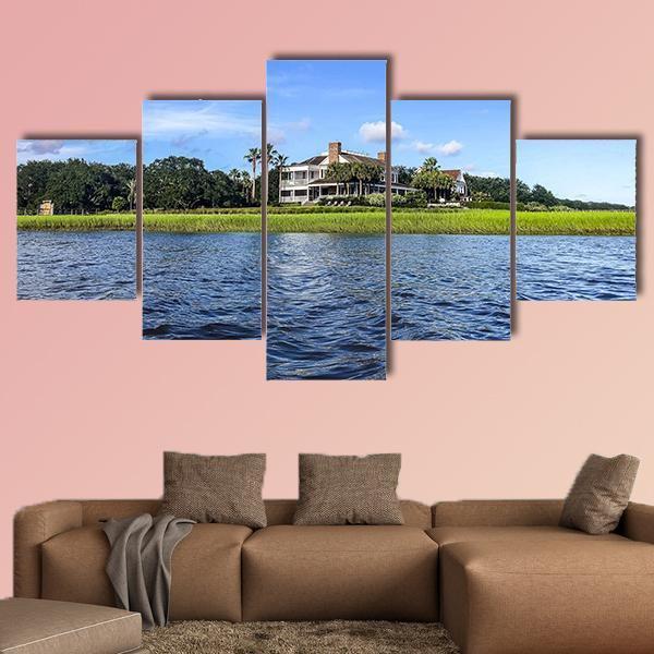 Summer Day On Shem's Creek Canvas Wall Art-5 Star-Gallery Wrap-62" x 32"-Tiaracle