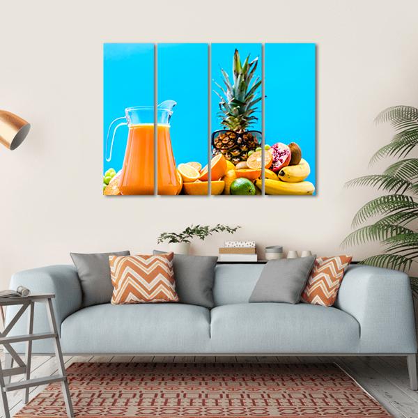 Summer Drink With Orange Fruits Canvas Wall Art-4 Horizontal-Gallery Wrap-34" x 24"-Tiaracle