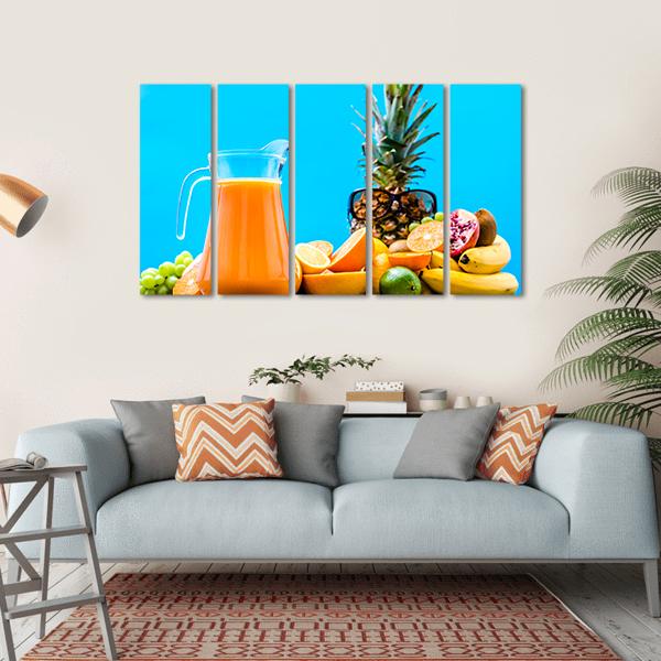 Summer Drink With Orange Fruits Canvas Wall Art-5 Horizontal-Gallery Wrap-22" x 12"-Tiaracle