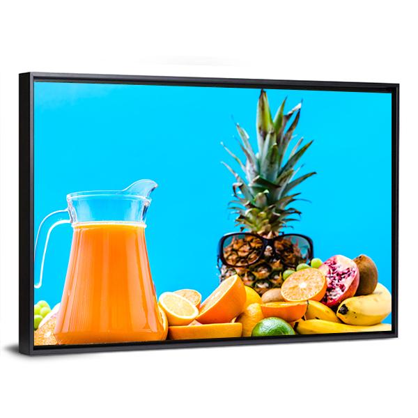 Summer Drink With Orange Fruits Canvas Wall Art-3 Horizontal-Gallery Wrap-25" x 16"-Tiaracle