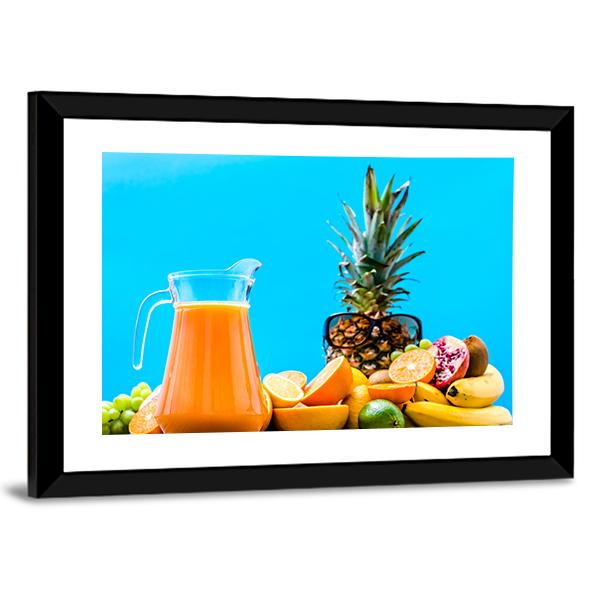 Summer Drink With Orange Fruits Canvas Wall Art-3 Horizontal-Gallery Wrap-25" x 16"-Tiaracle