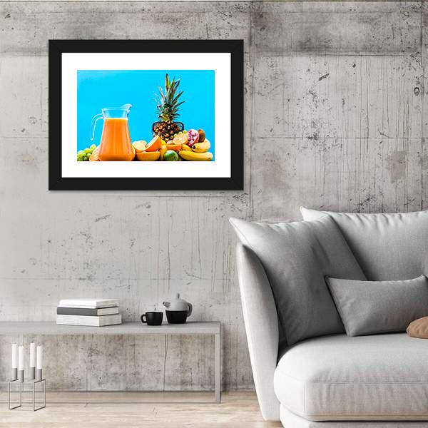 Summer Drink With Orange Fruits Canvas Wall Art-3 Horizontal-Gallery Wrap-25" x 16"-Tiaracle
