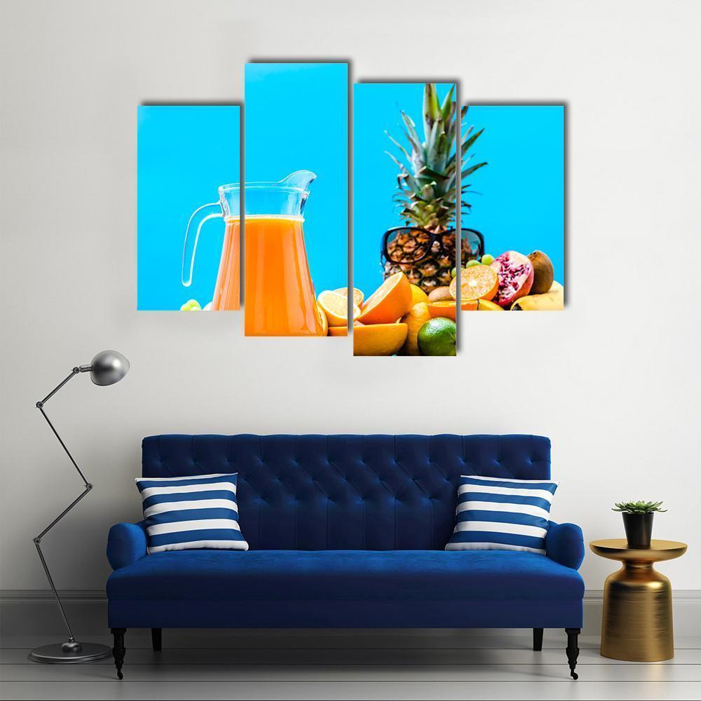 Summer Drink With Orange Fruits Canvas Wall Art-4 Pop-Gallery Wrap-50" x 32"-Tiaracle