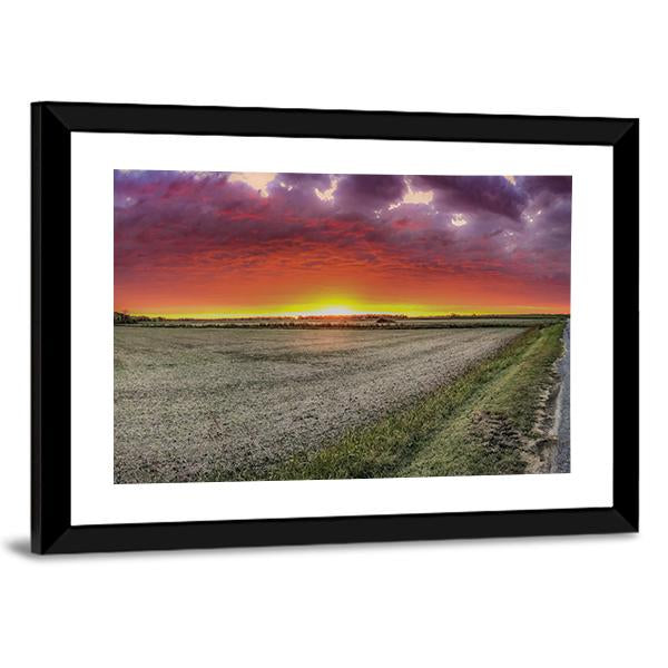 Summer Field Under Sunset Panoramic Canvas Wall Art-1 Piece-36" x 12"-Tiaracle