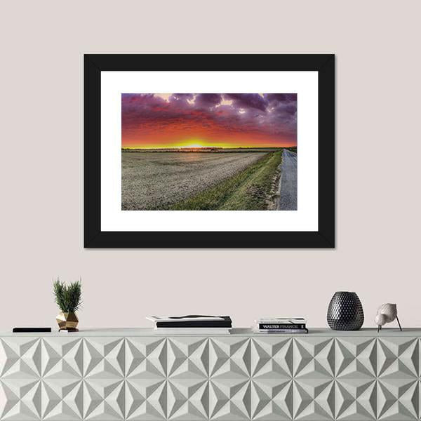 Summer Field Under Sunset Panoramic Canvas Wall Art-1 Piece-36" x 12"-Tiaracle