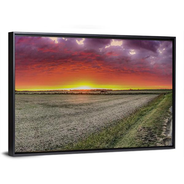 Summer Field Under Sunset Panoramic Canvas Wall Art-1 Piece-36" x 12"-Tiaracle