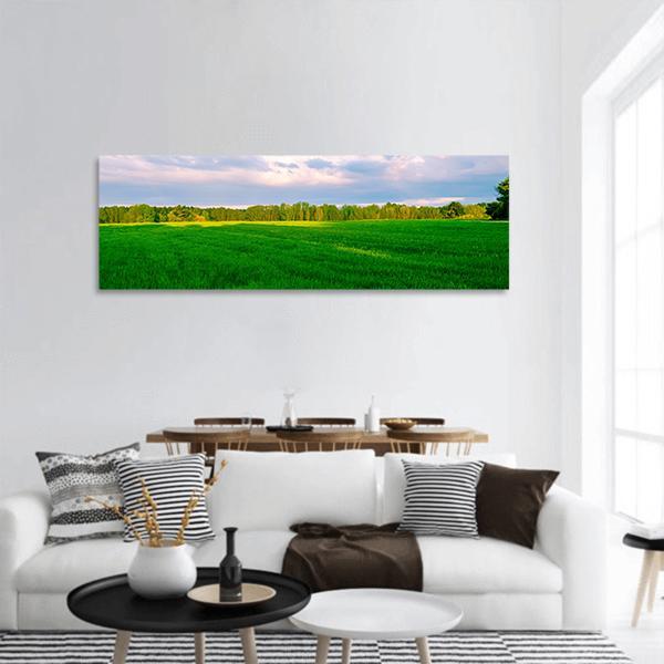 Summer Fields In Segovia Panoramic Canvas Wall Art-3 Piece-25" x 08"-Tiaracle