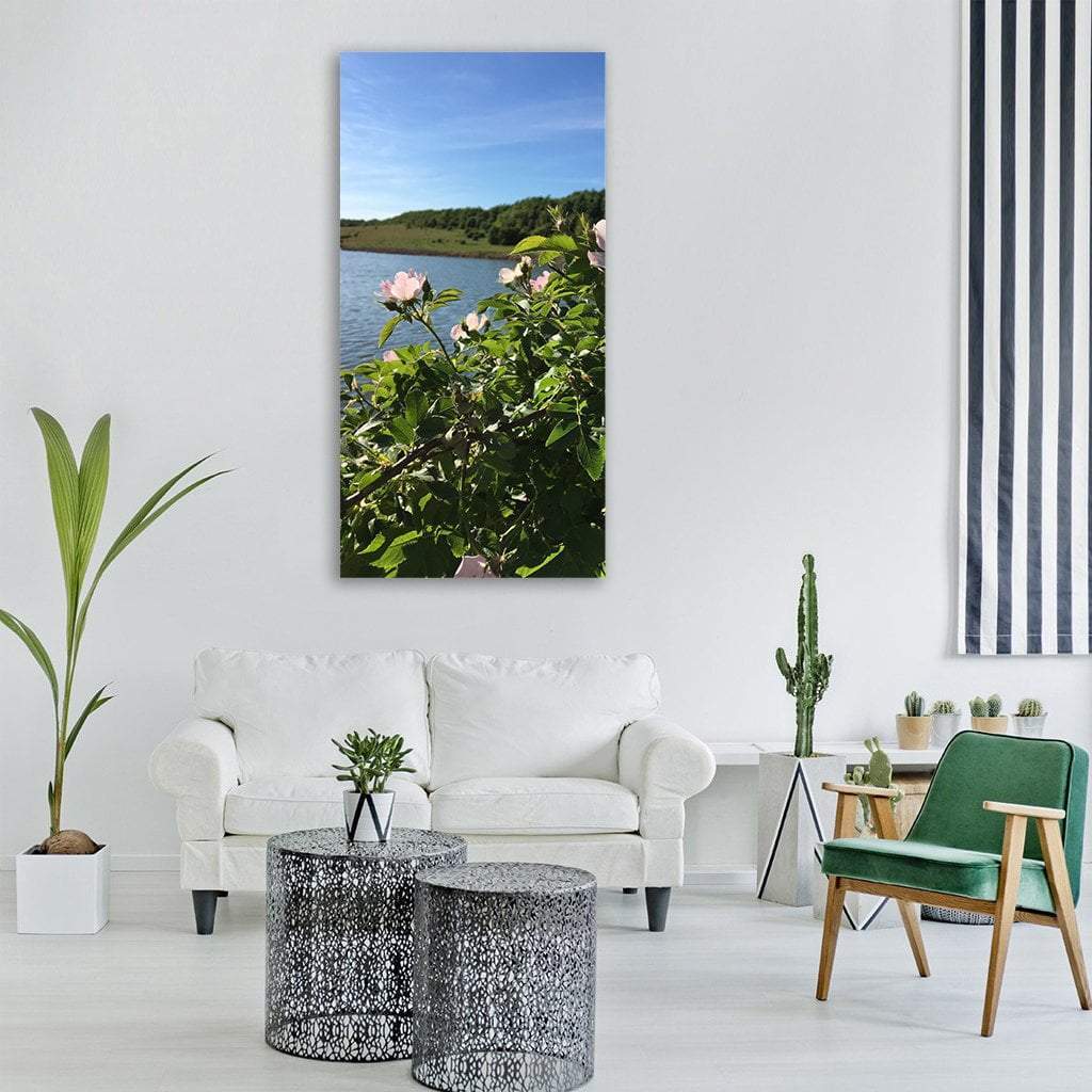 Summer Flower Near Lake Vertical Canvas Wall Art-1 Vertical-Gallery Wrap-12" x 24"-Tiaracle