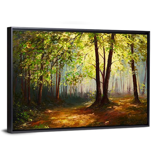 Summer Forest Abstract Canvas Wall Art-3 Horizontal-Gallery Wrap-25&quot; x 16&quot;-Tiaracle