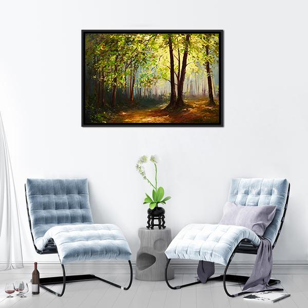 Summer Forest Abstract Canvas Wall Art-1 Piece-Floating Frame-24&quot; x 16&quot;-Tiaracle