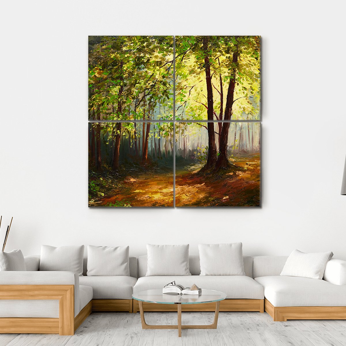 Summer Forest Abstract Canvas Wall Art-4 Square-Gallery Wrap-17" x 17"-Tiaracle