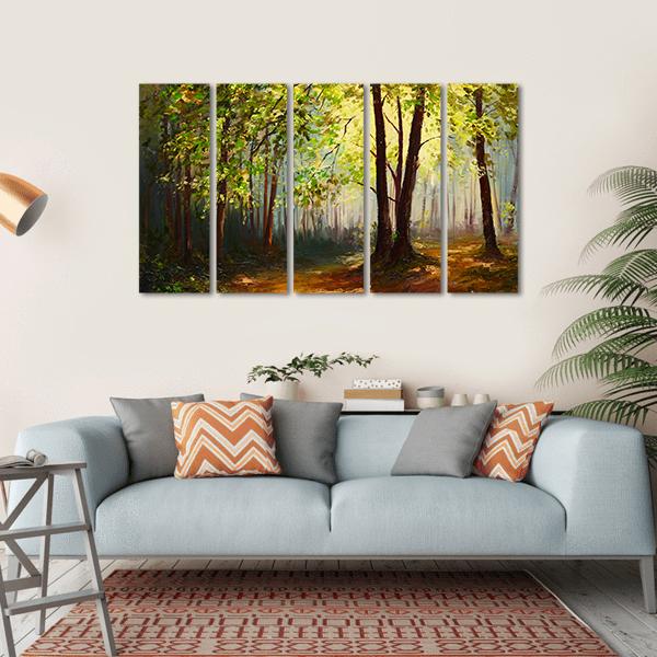 Summer Forest Abstract Canvas Wall Art-5 Horizontal-Gallery Wrap-22" x 12"-Tiaracle
