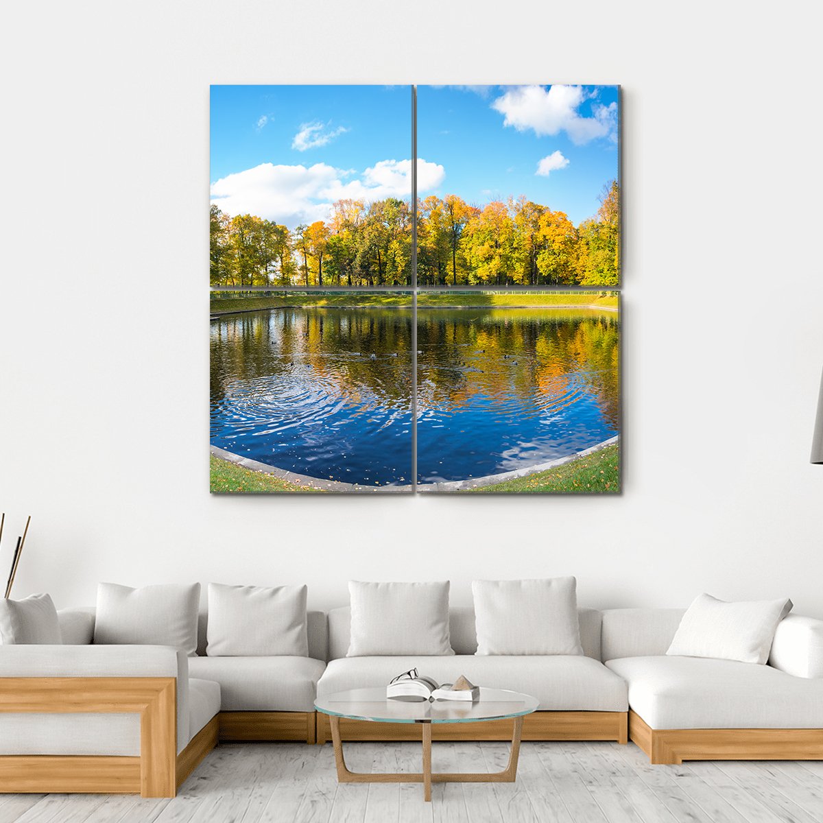 Summer Garden In Russia Canvas Wall Art-4 Square-Gallery Wrap-17" x 17"-Tiaracle