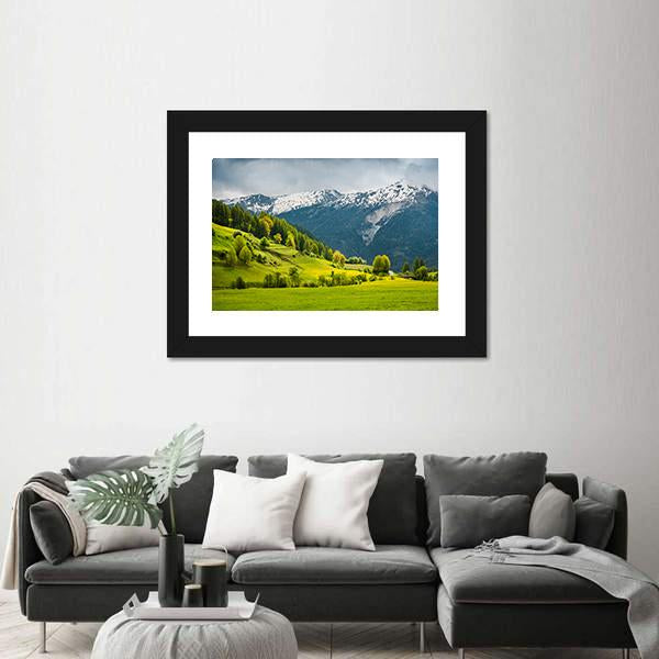 Summer In Alpine Switzerland Panoramic Canvas Wall Art-1 Piece-36" x 12"-Tiaracle