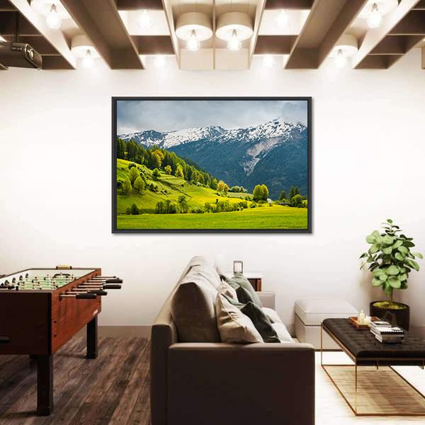 Summer In Alpine Switzerland Panoramic Canvas Wall Art-1 Piece-36" x 12"-Tiaracle