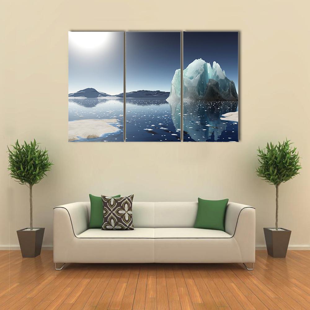 Summer In Antarctica Winter Canvas Wall Art-3 Horizontal-Gallery Wrap-37" x 24"-Tiaracle
