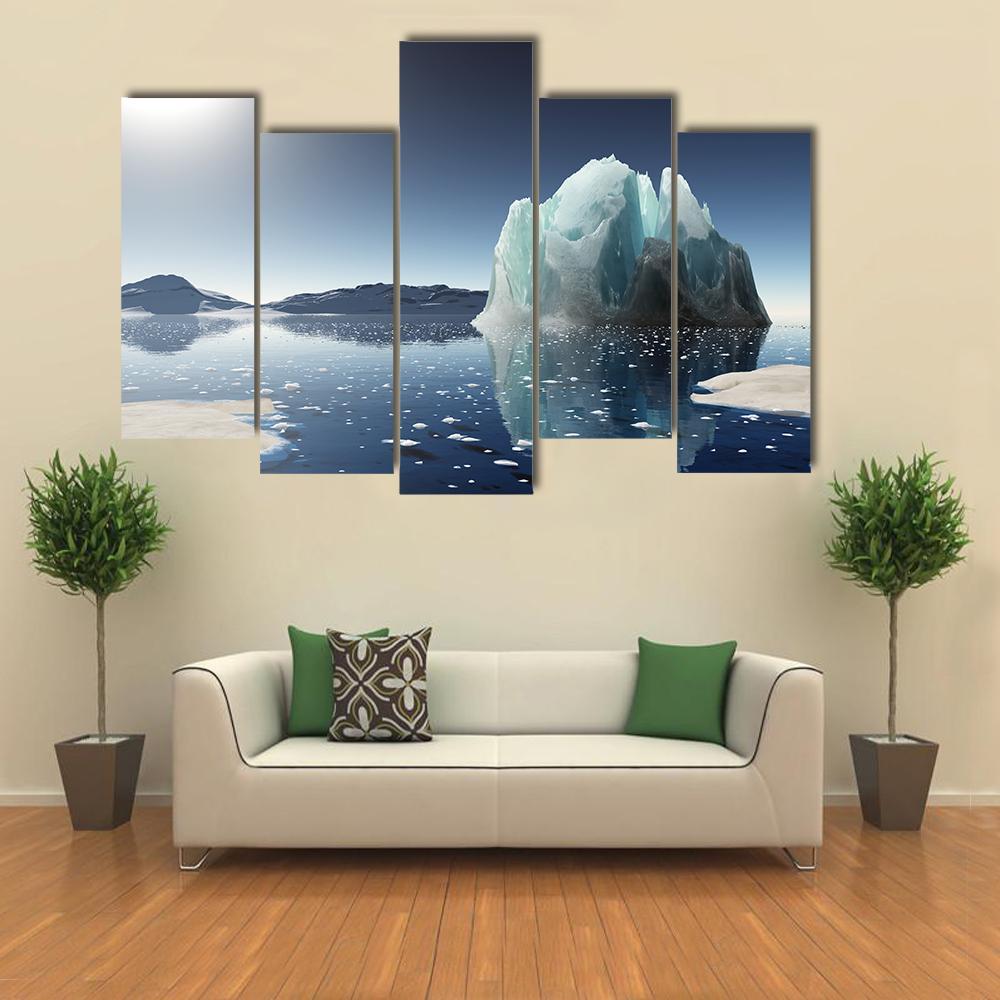 Summer In Antarctica Winter Canvas Wall Art-5 Pop-Gallery Wrap-47" x 32"-Tiaracle