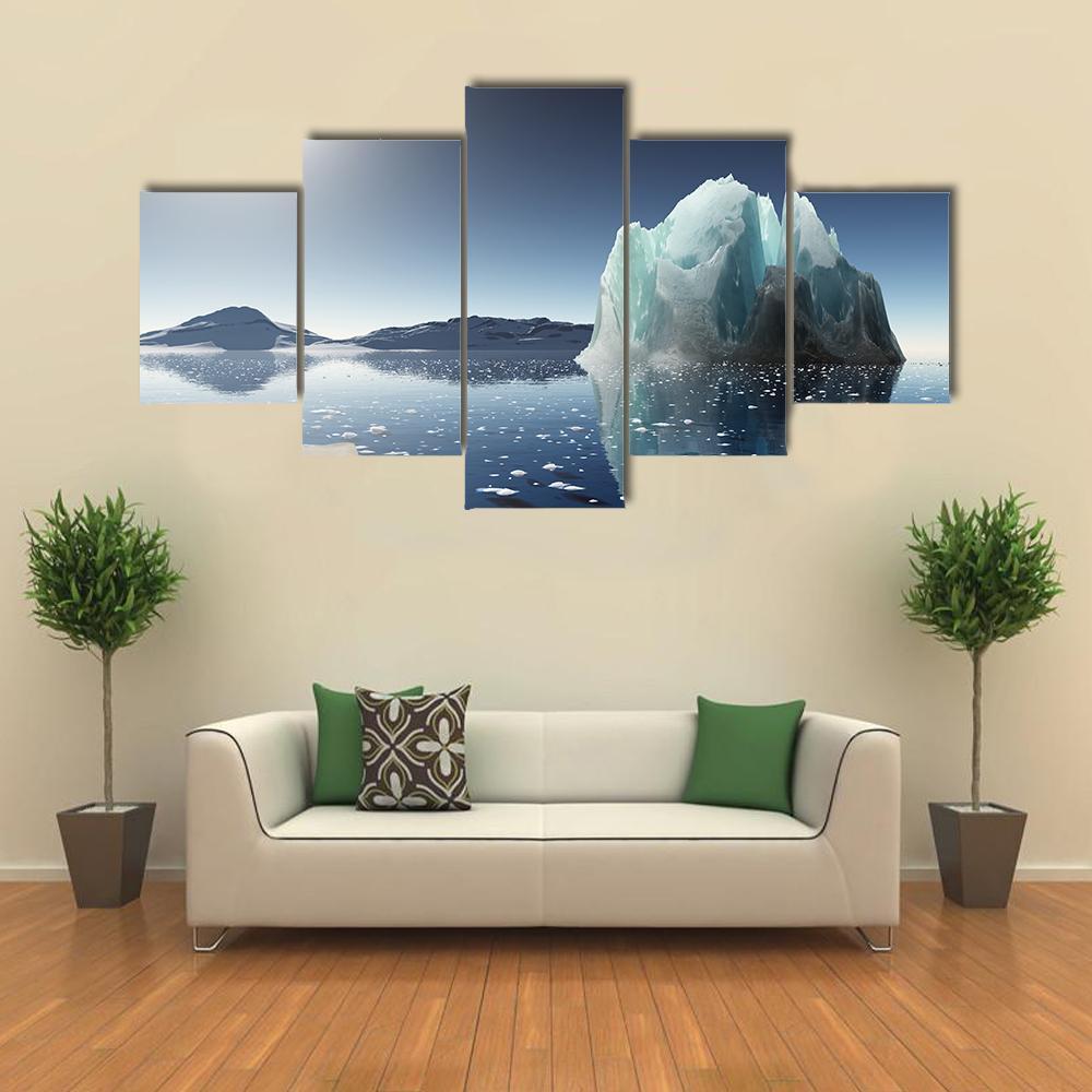 Summer In Antarctica Winter Canvas Wall Art-5 Star-Gallery Wrap-62" x 32"-Tiaracle