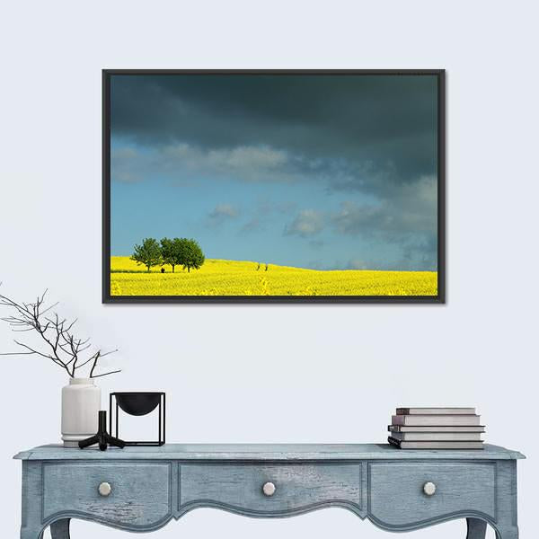 Summer In Denmark Rapse Field Canvas Wall Art-1 Piece-Floating Frame-24" x 16"-Tiaracle
