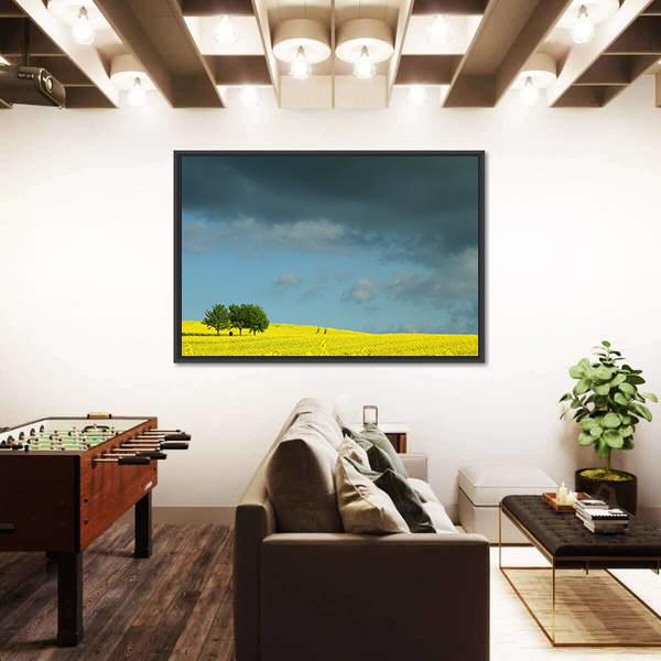 Summer In Denmark Rapse Field Canvas Wall Art-3 Horizontal-Gallery Wrap-25" x 16"-Tiaracle