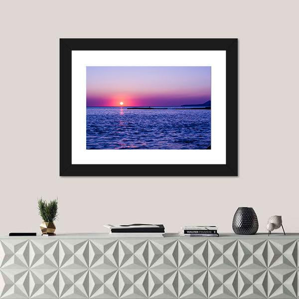 Summer In Sea At Sunset Canvas Wall Art-1 Piece-Framed Print-20" x 16"-Tiaracle