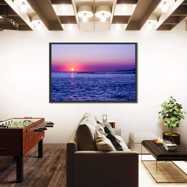 Summer In Sea At Sunset Canvas Wall Art-3 Horizontal-Gallery Wrap-25" x 16"-Tiaracle
