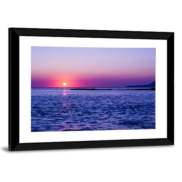 Summer In Sea At Sunset Canvas Wall Art-3 Horizontal-Gallery Wrap-25" x 16"-Tiaracle