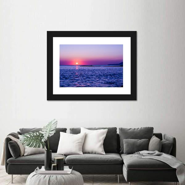 Summer In Sea At Sunset Canvas Wall Art-3 Horizontal-Gallery Wrap-25" x 16"-Tiaracle