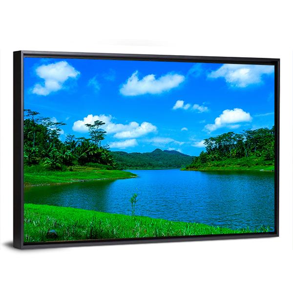 Summer Lake In Indonesia Canvas Wall Art-3 Horizontal-Gallery Wrap-25" x 16"-Tiaracle