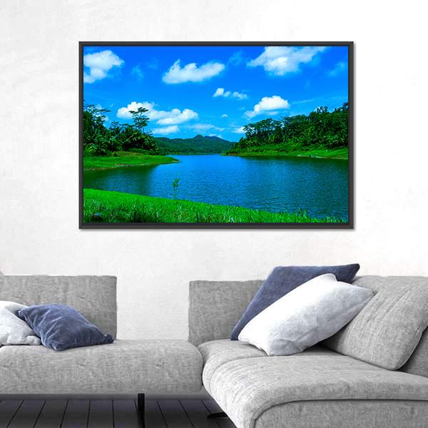 Summer Lake In Indonesia Canvas Wall Art-3 Horizontal-Gallery Wrap-25" x 16"-Tiaracle
