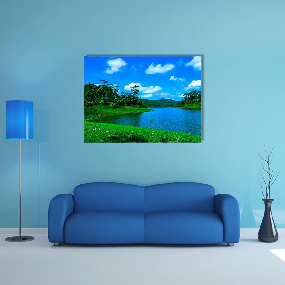 Summer Lake In Indonesia Canvas Wall Art-1 Piece-Gallery Wrap-48" x 32"-Tiaracle