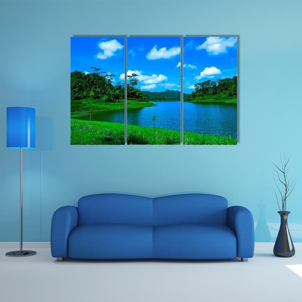 Summer Lake In Indonesia Canvas Wall Art-3 Horizontal-Gallery Wrap-37" x 24"-Tiaracle