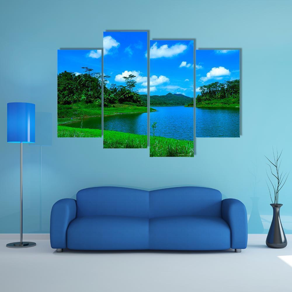 Summer Lake In Indonesia Canvas Wall Art-4 Pop-Gallery Wrap-50" x 32"-Tiaracle