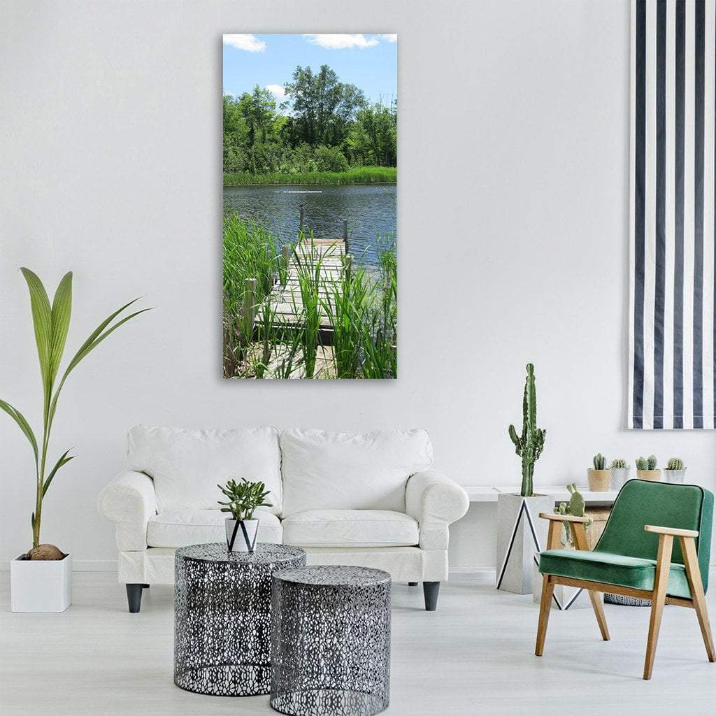 Summer Lake Pond Vertical Canvas Wall Art-1 Vertical-Gallery Wrap-12" x 24"-Tiaracle