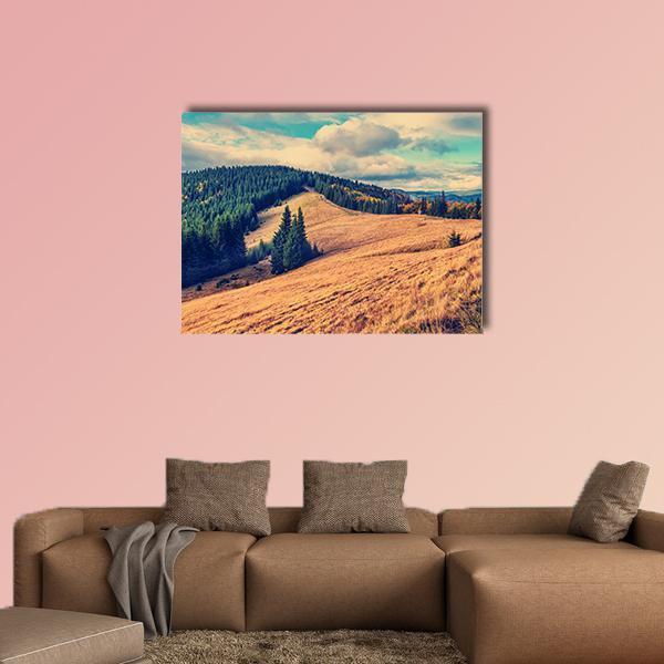 Summer Landscape In Mountains Canvas Wall Art-1 Piece-Gallery Wrap-48&quot; x 32&quot;-Tiaracle