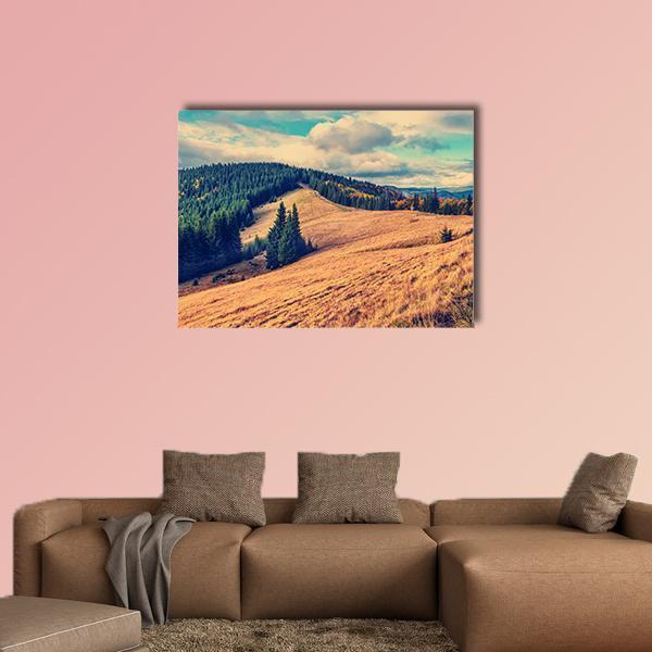 Summer Landscape In Mountains Canvas Wall Art-1 Piece-Gallery Wrap-48" x 32"-Tiaracle