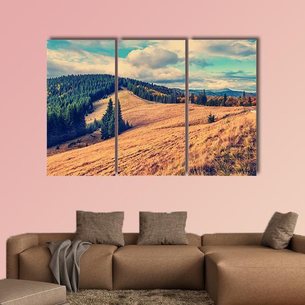 Summer Landscape In Mountains Canvas Wall Art-3 Horizontal-Gallery Wrap-37" x 24"-Tiaracle