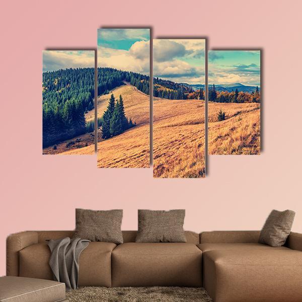 Summer Landscape In Mountains Canvas Wall Art-4 Pop-Gallery Wrap-50" x 32"-Tiaracle