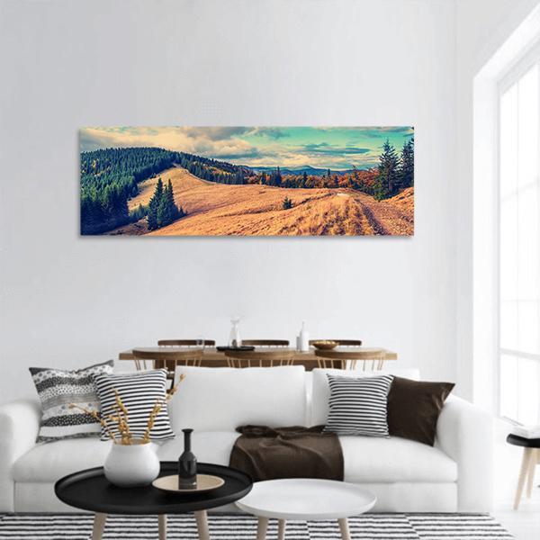 Summer Landscape In Mountains Panoramic Canvas Wall Art-3 Piece-25" x 08"-Tiaracle