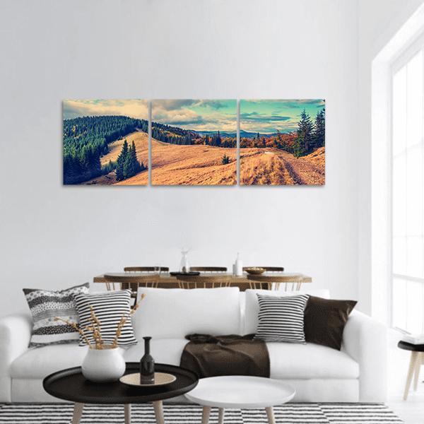 Summer Landscape In Mountains Panoramic Canvas Wall Art-3 Piece-25" x 08"-Tiaracle