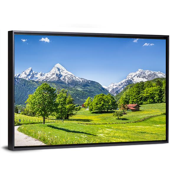 Summer Landscape In The Alps Canvas Wall Art-3 Horizontal-Gallery Wrap-25" x 16"-Tiaracle