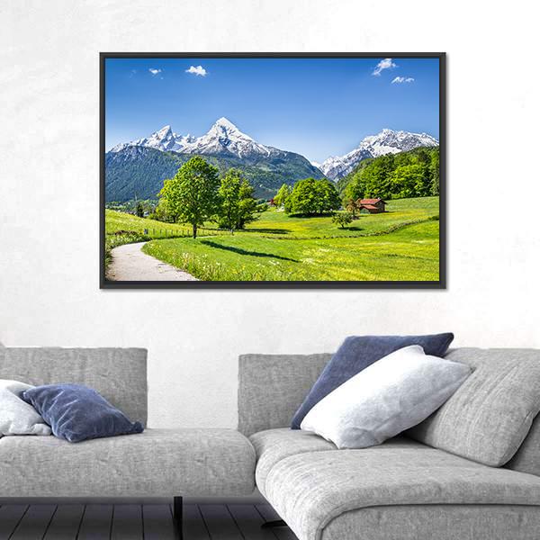 Summer Landscape In The Alps Canvas Wall Art-3 Horizontal-Gallery Wrap-25" x 16"-Tiaracle