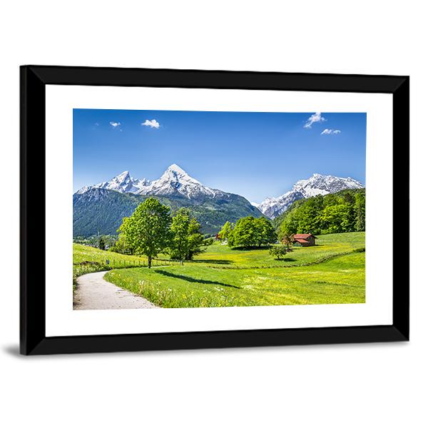 Summer Landscape In The Alps Canvas Wall Art-3 Horizontal-Gallery Wrap-25" x 16"-Tiaracle