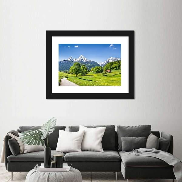 Summer Landscape In The Alps Canvas Wall Art-3 Horizontal-Gallery Wrap-25" x 16"-Tiaracle