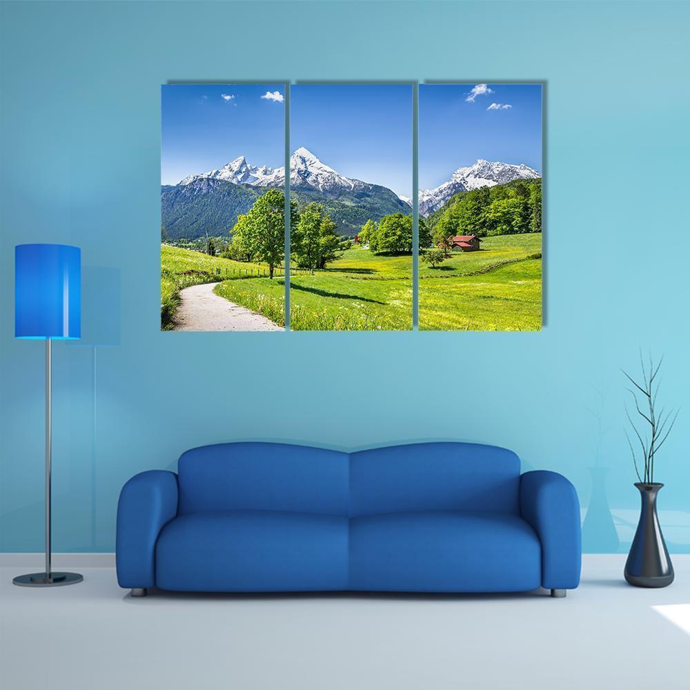 Summer Landscape In The Alps Canvas Wall Art-3 Horizontal-Gallery Wrap-37" x 24"-Tiaracle