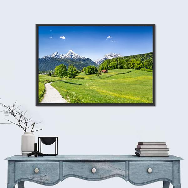 Summer Landscape In The Alps National Park Bavaria Germany Canvas Wall Art-1 Piece-Floating Frame-24" x 16"-Tiaracle