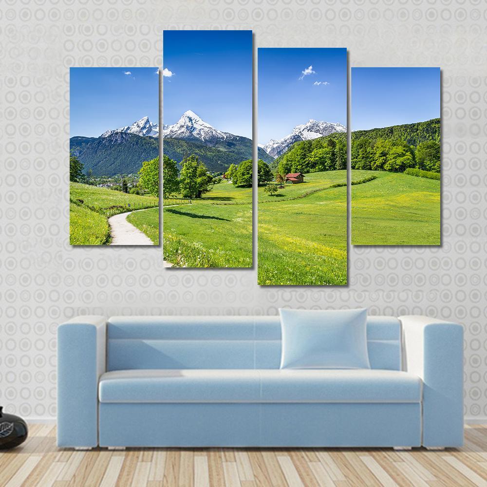 Summer Landscape In The Alps National Park Bavaria Germany Canvas Wall Art-4 Pop-Gallery Wrap-50" x 32"-Tiaracle